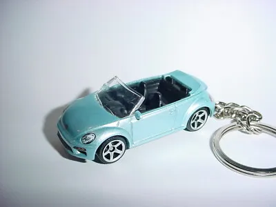 HOT 3D BLUE BEETLE CABRIOLET CUSTOM KEYCHAIN Keyring Key VW BLING Matchbox  • $14.83