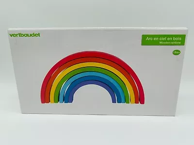 VERTBAUDET Wooden Stackable Rainbow 7 Piece Baby Toddler Toy 18mths+! • £7