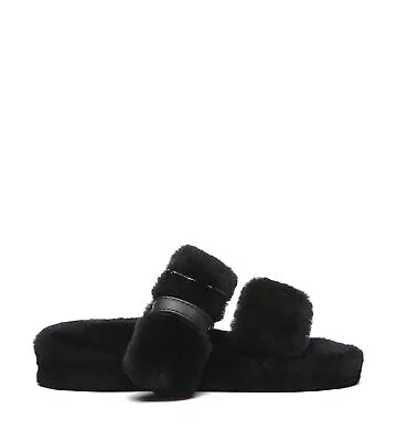 UGG Slides Women Australian Sheepskin Fluffy High Platform Slipper Sandals Jamia • $45.95