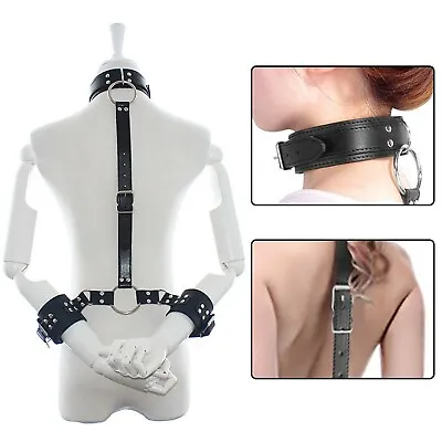 Leather Suspender Women's Back Handcuffs-Suspender Neck Belt Leather Wrist • $13.99