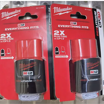 2 Pcs Milwaukee M12 REDLITHIUM 12V 3.0 Ah Lithium-Ion Battery Free Shipping New~ • $49.99