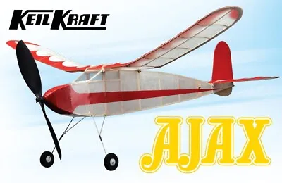 BALSA WOOD MODEL AIRCRAFT KIT KeilKraft RUBBER POWER AJAX Kit  30  W/SPAN KK2010 • £39.95