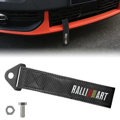 JDM RALLIART Carbon Fiber Tow Strap Front & Rear Bumper Towing Hook Trailer Belt • $12.88