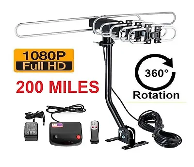 200 MILES OUTDOOR TV ANTENNA MOTORIZED AMPLIFIED HIGH GAIN DB HDTV  UHF VHF FM • £36.78