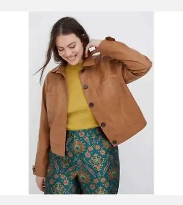 $79.95 • Buy Anthropologie Katy Cropped Faux Leather Jacket Brown Cognac Size Medium 