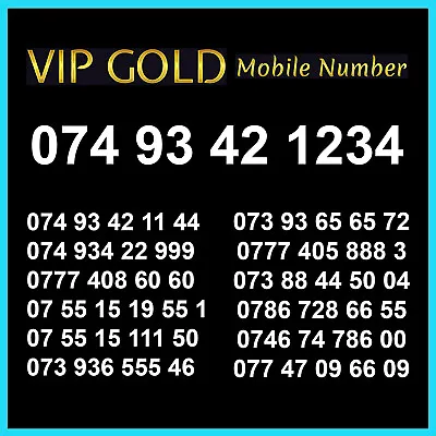 Easy Memorable VIP Gold Mobile Number SIM Card Platinum Numbers Business Diamond • £14.99