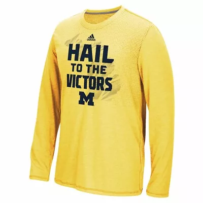 Adidas Michigan Wolverines NCAA Men's Gold Energy Aeroknit Long Sleeve T-Shirt • $19.99