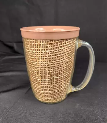 Brown Raffia Ware Thermo Temp Insulated Melmac Plastic Cup Tumbler Mug- 1960's • $8.99