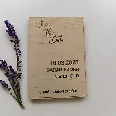 Handmade Magnet Save The Date - Personalised Wooden Maple Wedding Invitation • $7