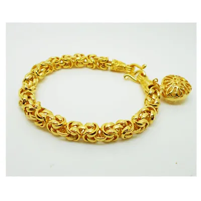 $30.51 • Buy 22K 24K Thai Baht Yellow Gold Plated Bracelet Drop Heart Jewelry Women 7 Inch