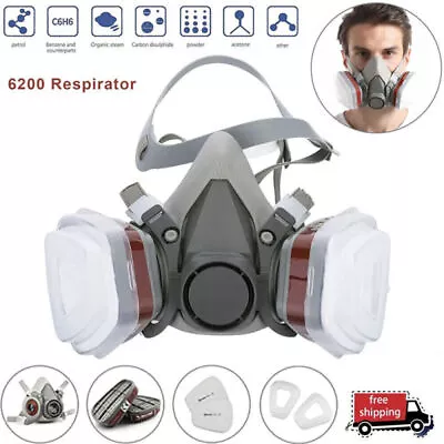 6200 Half Face Gas Mask Chemical Paint Spray Vapor Respirator Safe Filter • £7.99