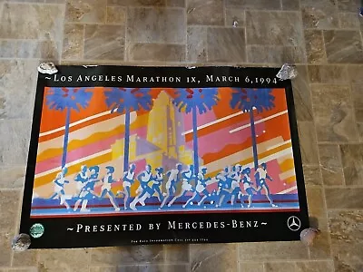 Vintage 1994 Los Angeles LA Marathon IX Poster Size 24 X 36 Inch Multicolor • $25