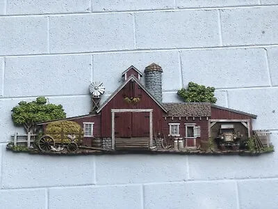 Vintage Burwood Products Co 3D Farm Barn Scene 1974 Wall Hanging 46  Made In USA • $124.99
