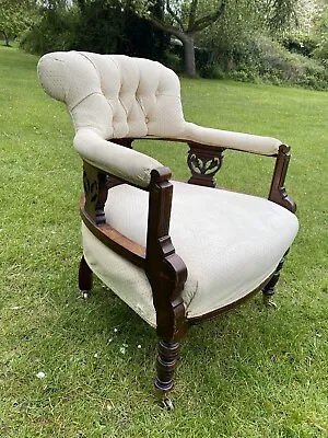 Antique Edwardian Walnut Captains Cub Chair 1900 • £250