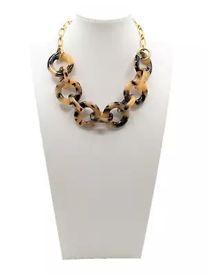 J Crew Tortoise Shell Link Necklace Gold Tone Jewelry • $24.95