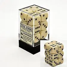 Ivory 16mm D6 Opaque Dice Block Of 12 CHX 25600 • $5.97