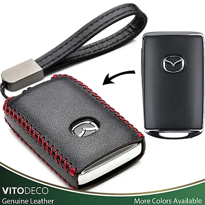 Vitodeco 4-Button Leather Key Fob Case For 2019 - 2023 Mazda 3CX-5CX-30CX-50 • $14.99
