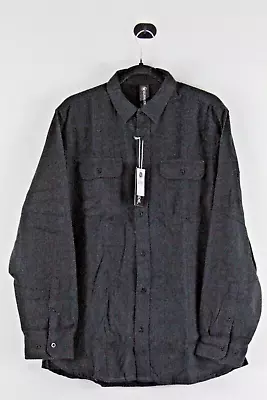 Men's Solid Flannel Long Sleeve Button-Up Shirt Size Large BURNSIDE Charcoal NWT • $15.39