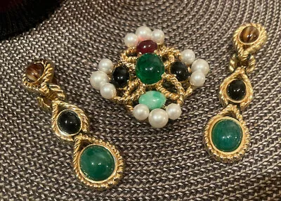 Vintage Ciner Gripoix Glass Pearl And Crystal Jewels Of India Set • $850