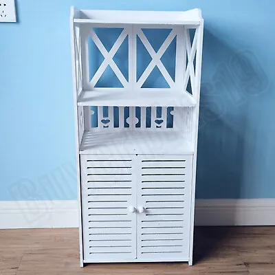 White Bathroom Storage Cabinet Drawer Cupboard Floor Free Standing Unit • £21