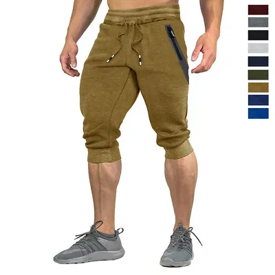 Men's Casual Cotton Shorts 3/4 Capri Running Pants Loose Fit Joggers Gym Shorts • $24.99