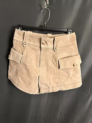 Blank NYC Womens Suede  Leather Cargo Shorts With Pockets Beige Size 24 • $45