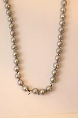 Vintage Majorica Grey Pearl Necklace W/ 800 Silver Clasp. • $19.99