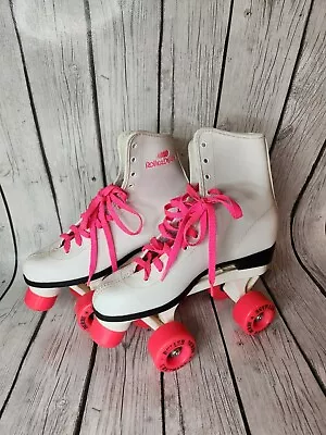 Vintage Roller Derby Skates Size 8 White Hot Pink Roller Skates • $64