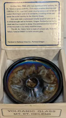 Mt St Helens 1980 Art Glass Tray Paperweight Bullseye Glass Co Studio W Box Rare • $62.69