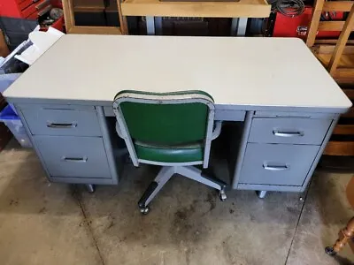 Steelcase Vintage Steel Tanker Desk W/ Vintage Heavy Duty Steel Chair • $300