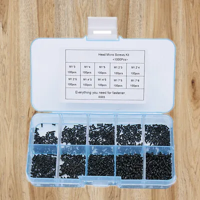 1000pcs M1 M1.4 M1.7 Black Screws Miniature Self Tapping Track Screws Mini Tiny • $6.69