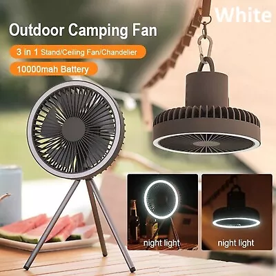 USB Portable Fan Tent Lamp Outdoor Camping Rechargeable Hook LED Fan Caravan Fan • $56.99