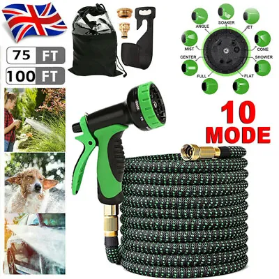 £16.74 • Buy Heavy Duty Expandable Garden Hose Flexible Water Pipe 10 Pattern Spray Gun 100FT