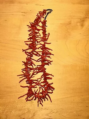 50 Gr Authentic Italian Natural Branch Red Coral Polished Necklace 17” • $99