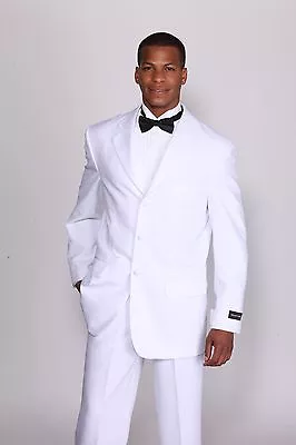 Men S Basic Tuxedo Suit Solid Color White And Black Jacket With Pants T 802  • $65