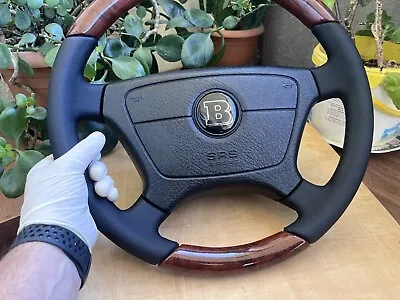 Brabus Mercedes Steering Wheel W202 W124-(93-95) W140 W210 R129 Wood New Leather • $847