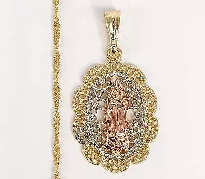 Virgin Mary Gold Plated Pendant Chain Necklace Virgen De Guadalupe Women Oro  • $9.99