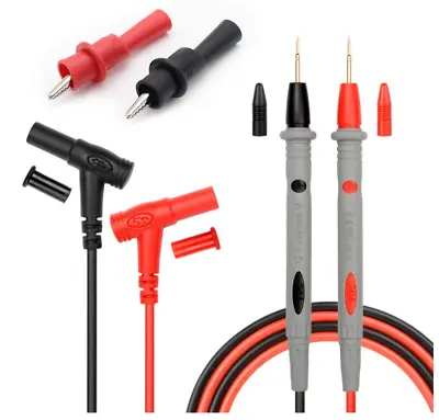 Precision 1000V 20A Multimeter Test Leads + Alligator Clips - Gold-Plated Probe. • $19.19