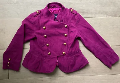 Gap Girls Magenta Military Style Jacket Lined Cords 5 Toddler • $29