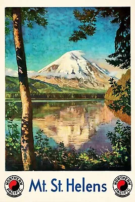 See Mt. St. Helen Travel Poster Vintage Style Retro 20 X 30 Wall Art 1930s • $9.95