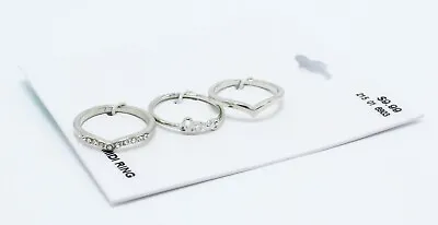 New 3 Piece Silver Rhinestone Midi Ring Set From Target #R1089 • $4.99