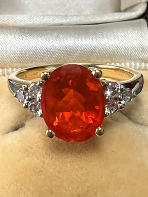 £275 • Buy Stunning ILIANA 18 Carat Y/gold Fire Opal And Diamond  Ring 4.5 G Hallmarked