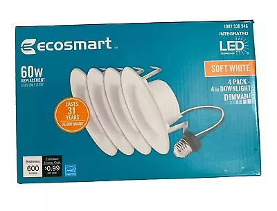 EcoSmart (60W Replacement) 4  White LED Recessed Trim Daylight 4-pack • $12