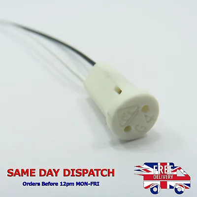 G4 Socket Ceramic Base Silicone 10cm Cable Halogen LED Lamp 240V Bulb Holder M52 • £2.50