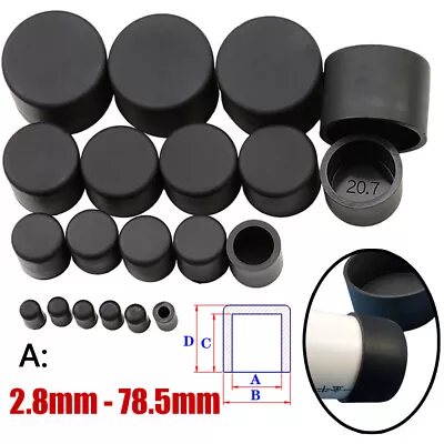 Black Round Silicone Rubber End Cover Caps Dust Cap For A=2.8mm~78.5mm Pipe Tube • $41.10