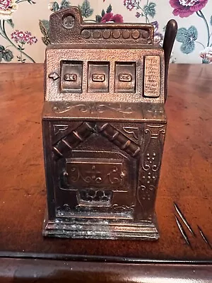 Vintage 1970's Bronze Slot Machine Coin Bank • $29