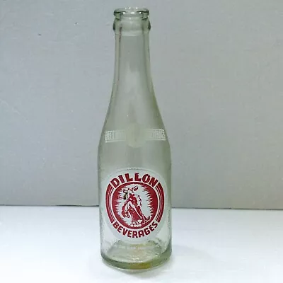 Vtg Dillon Beverages Soda Bottle Clear Glass 7 Oz ACL MT Montana Cowboy Rodeo X • $18.99