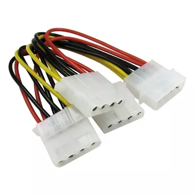 3 Way Molex Splitter Cable PC Power PSU Adapter Lead 5.25  4 Pin LP4 • £2.69