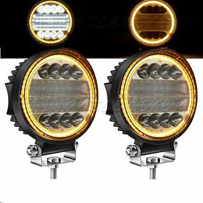 Pair 5''Inch LED Work Light Spot Flood Driving Fog Round Amber Lamp Offroad • $24.99