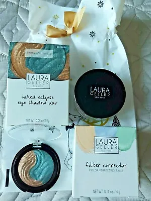 Laura Geller Set: Filter Corrector Color Perfecting Balm/Baked Eyeshadow Duo~NIB • £17.99